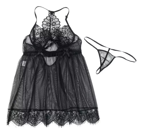 Babydoll negro encaje