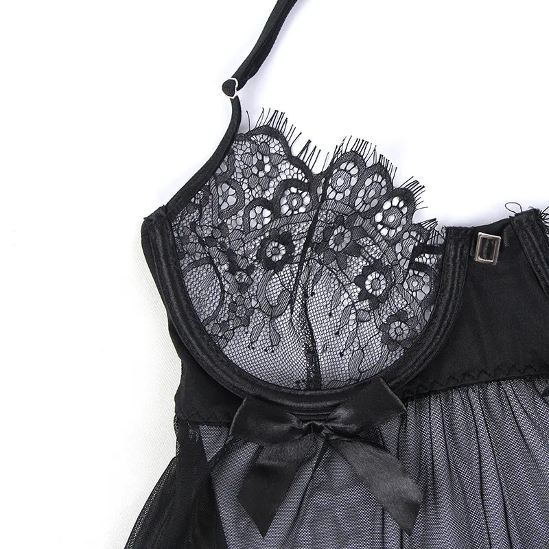 Babydoll negro encaje
