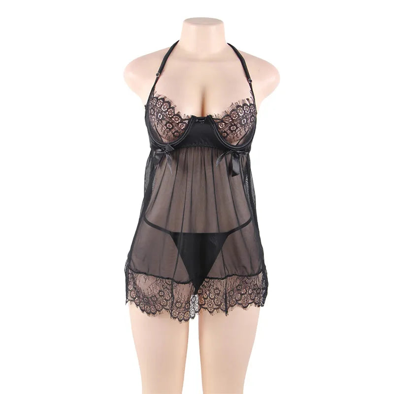Babydoll negro encaje